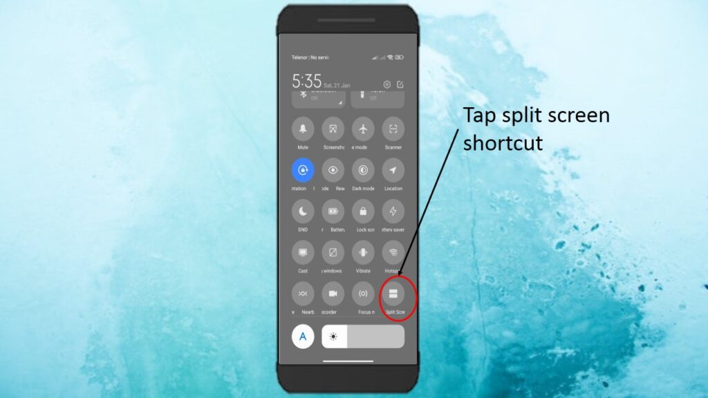 Tap on “Split screen shortcut”
