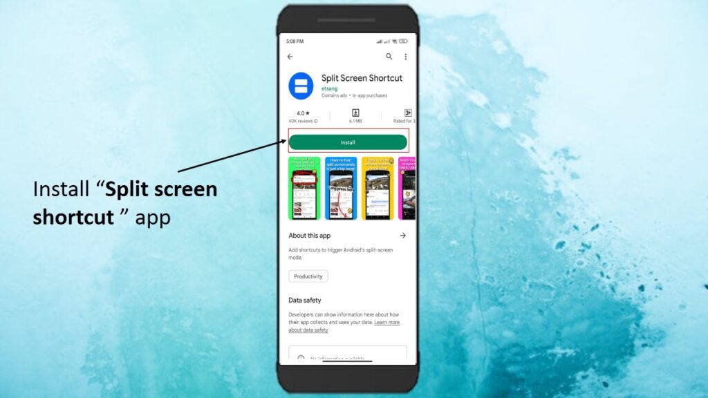 Install “split screen shortcut” app