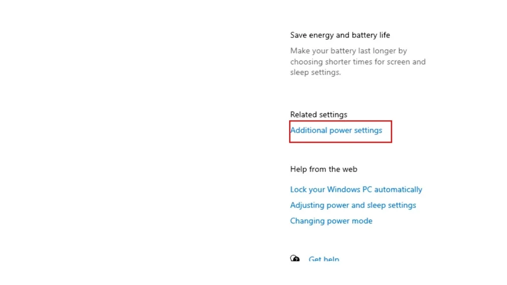 Click on Additional power settings