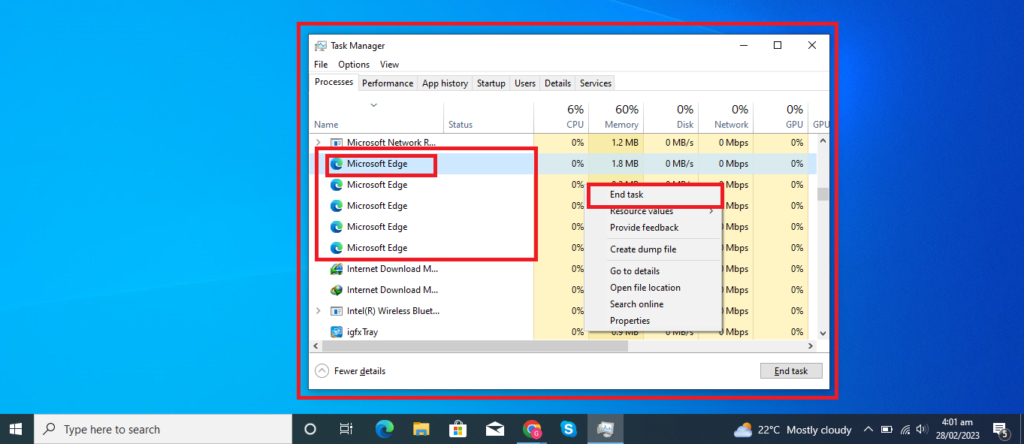 End Unnecessary Processes in Task Manager