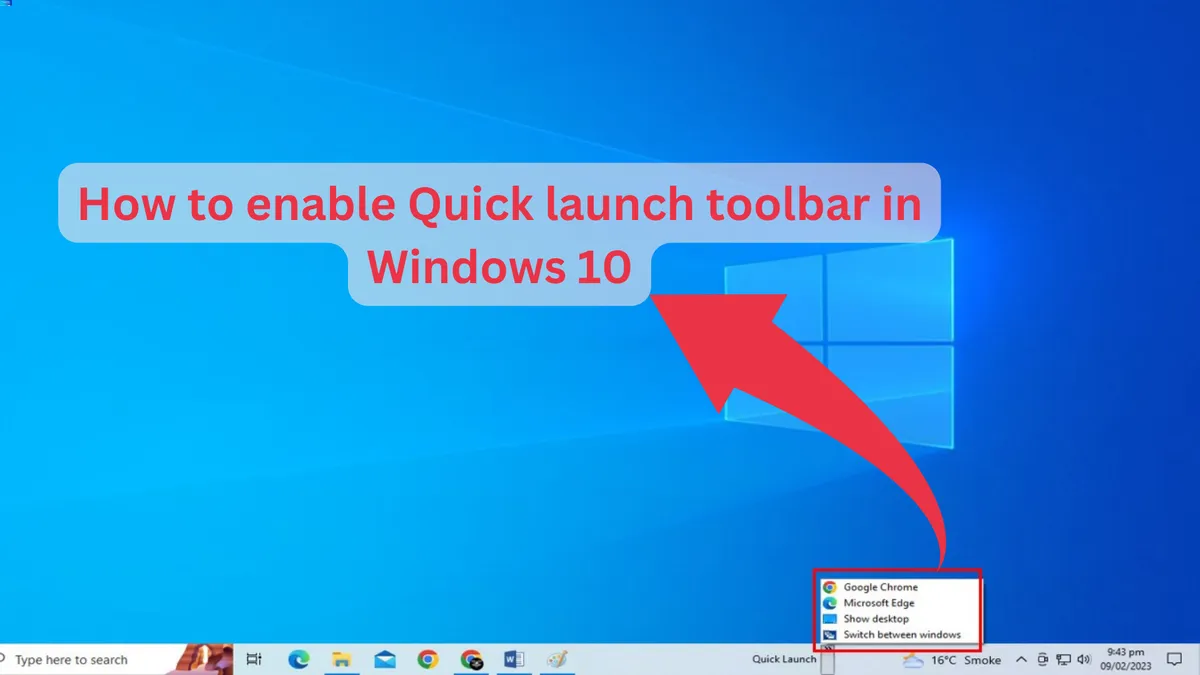 Quick Launch Toolbar in Windows 10